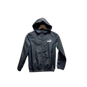 Puma Boys Windbreaker Jacket Gray Size S (8) Casual Athleisure Outdoor Play